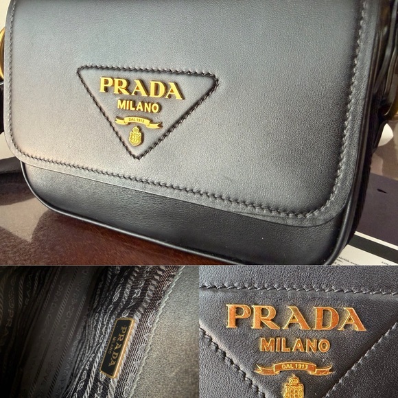 Authentic Prada 1BD302 Pattina in Pelle Vitello Black Leather. - Picture 7 of 16